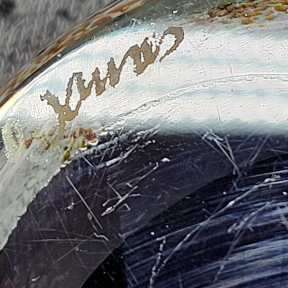 VTG Earl O James Paperweight 3" Blue Gold Flecks Handblown Art Glass Signed '99 - Picture 3 of 16